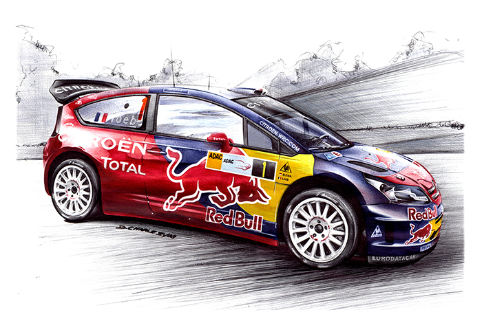 Damien Charles-Wheels Art Gallery-Print-Car-voiture-2008 – Citroen C4 WRC – LOEB