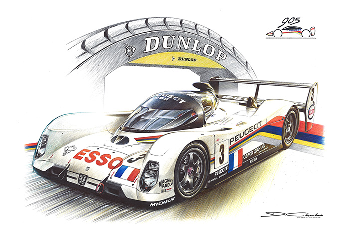 Damien Charles-Wheels Art Gallery-Print-Car-voiture-PEUGEOT 905 LM